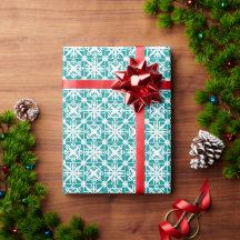 Papier d'enveloppement Turquoise Crochet blanc den