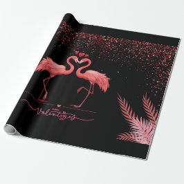 Papier Cadeau Papier d'enveloppement Valentine Flamant rose rose