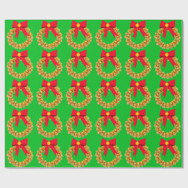 Papier Cadeau Papier d'enveloppement vert à couronne d'or Jingle