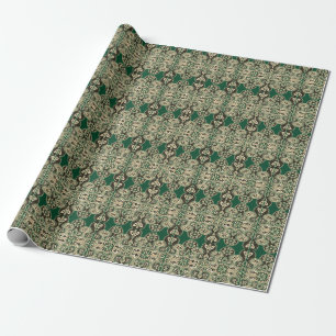 Papier Cadeau Papier d'enveloppement vert et bronzé opulent