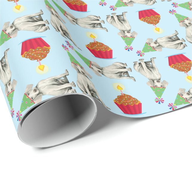 Papier Cadeau Papier d'enveloppement Weimaraner Cupcake (Coin rond)