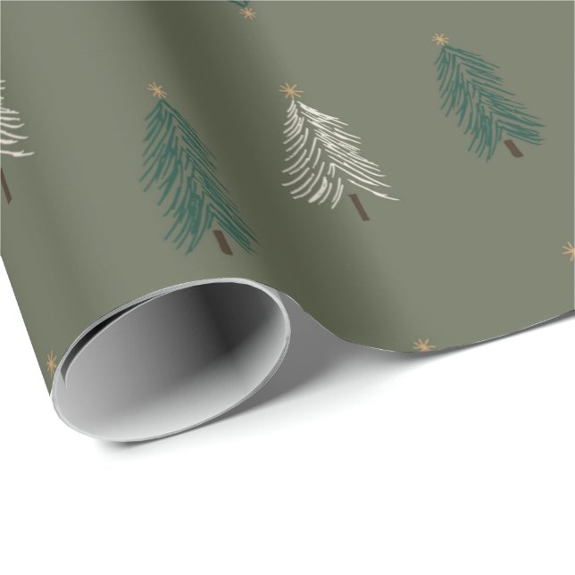 Papier Cadeau Papier d'enveloppement Whimsical de sapin de Noël (Coin rond)