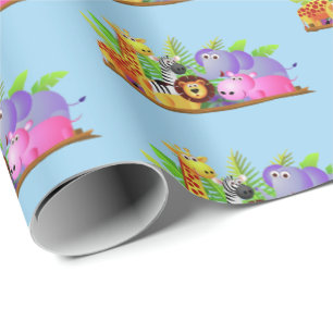 Papier Cadeau Papier d'enveloppement Zoo Amis