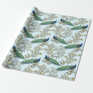 Papier Cadeau Papier d'épluchage de paon floral