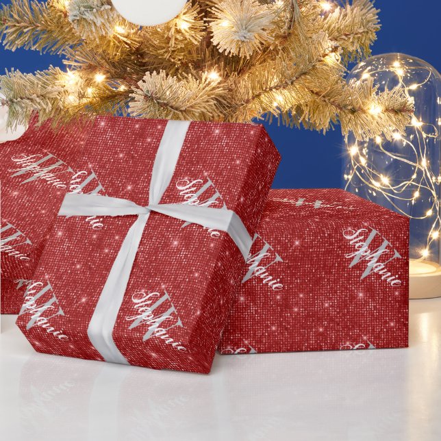 Papier Cadeau Papier d'habillage de Parties scintillant rouge mo (Vacances)