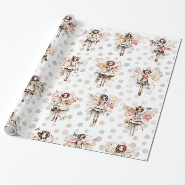 Papier Cadeau Papier Doll Jolies emballage cadeau, papier d'emba (Déroulé)