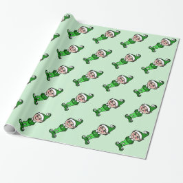 Papier Cadeau Papier écorce Elfe de Noël Vert