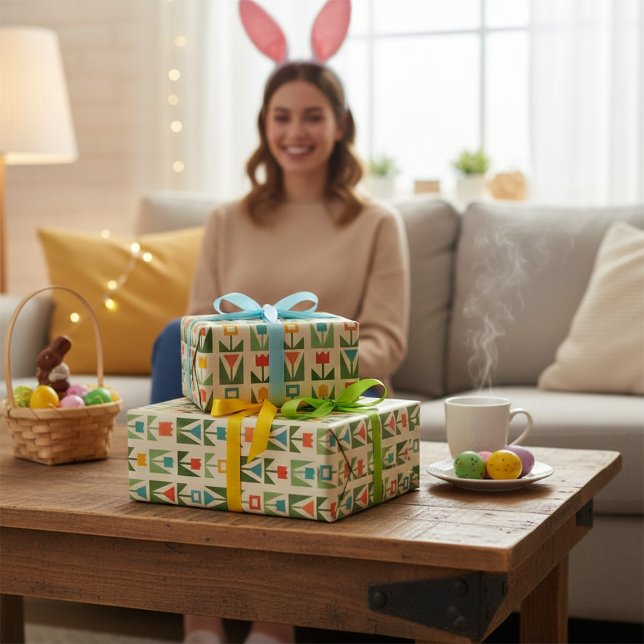 Papier Cadeau Papier écrémé de Pâques avec printemps Abstrait (Créateur téléchargé)