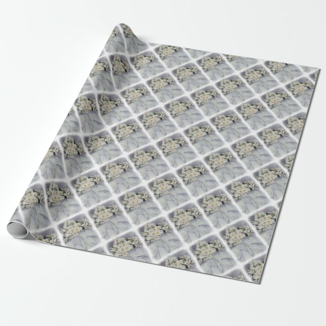 PAPIER CADEAU PAPIER EN BOUQUET FLEURIER BLANC JOUR (Déroulé)