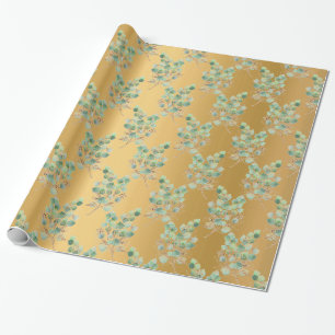 PAPIER CADEAU PAPIER EN ÉPAULE OR EUCALYPTUS LUXE