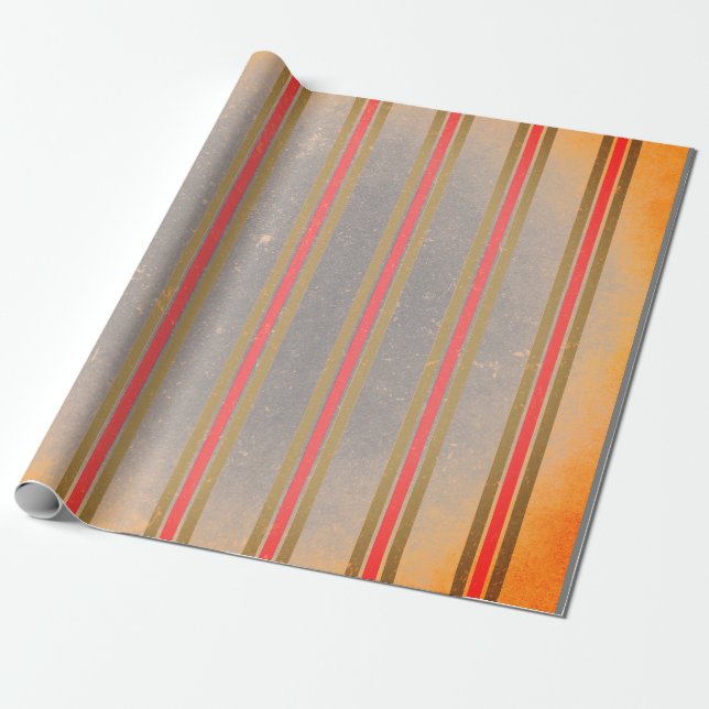 PAPIER CADEAU PAPIER EN FROMAGE ROUGE ET VERT STRIPES SUR GRIS (Déroulé)