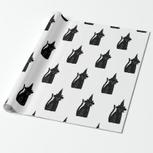 PAPIER EN LAVAGE CHAT NOIR AVEC CASQUETTE