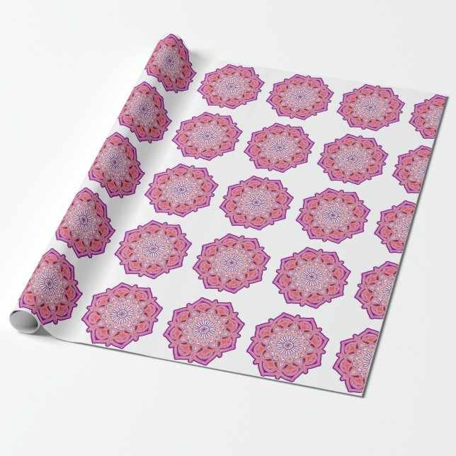 Papier Cadeau PAPIER EN LIVRE DE mandala rose (Déroulé)