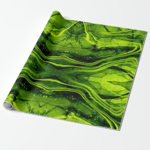 PAPIER CADEAU PAPIER EN MARBRE MOTIF - VERT DE LIME