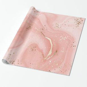 Papier Cadeau PAPIER EN MARBRE ROSE LUXE NIPk