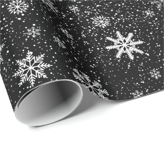 Papier Cadeau Papier-flocons de neige de Noël (Coin rond)