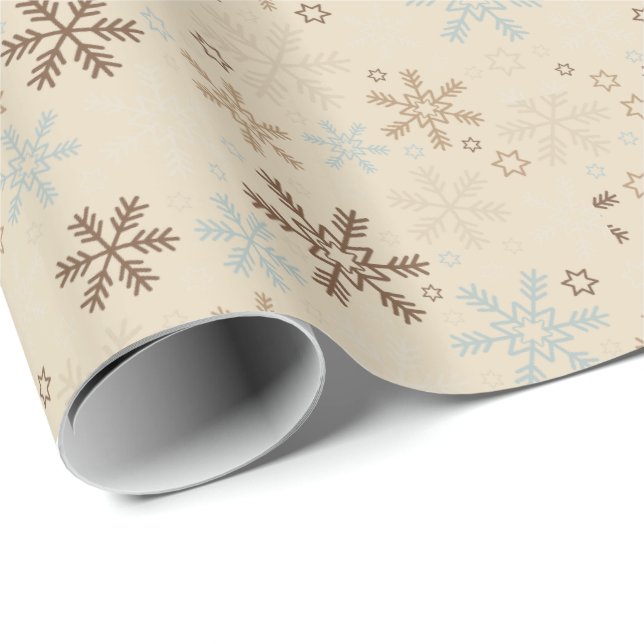 Papier Cadeau Papier-flocons de neige de Noël (Coin rond)