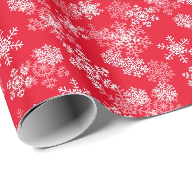 Papier Cadeau Papier-flocons de neige de Noël (Coin rond)