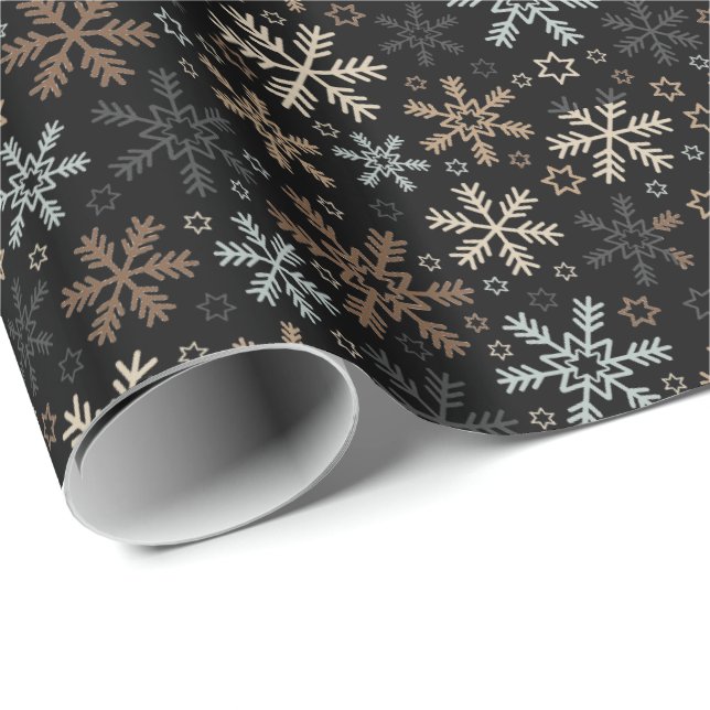 Papier Cadeau Papier-flocons de neige de Noël (Coin rond)