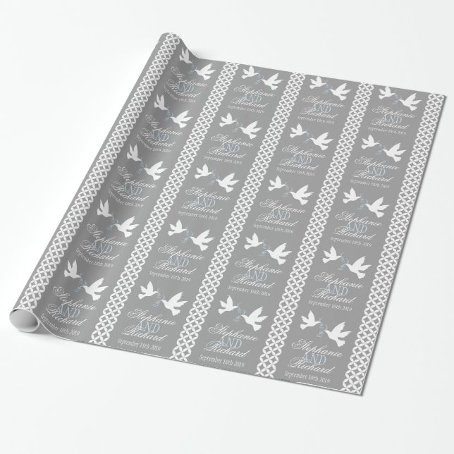 Papier Cadeau Papier gris d'emballage cadeau de mariage de deux (Déroulé)