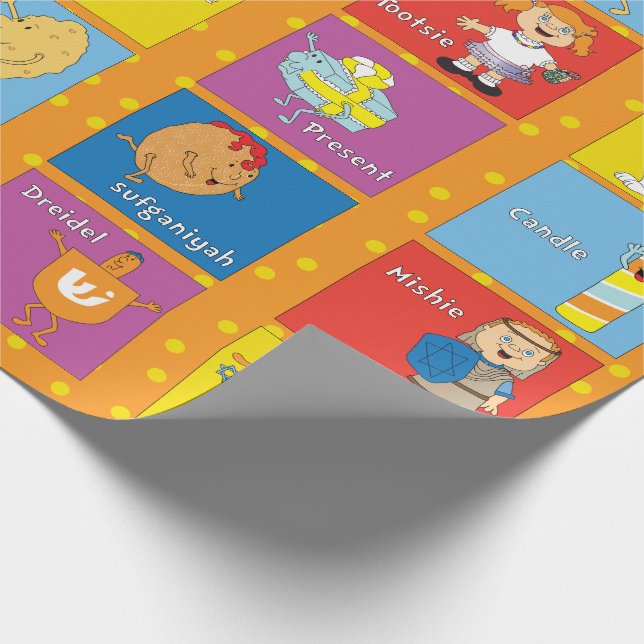 Papier Cadeau Papier Hanoukka/Chanuka "Zeevie & Friends" (Coin)