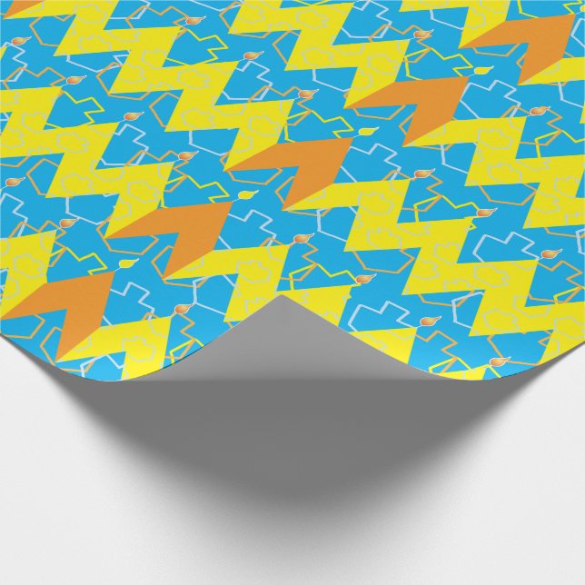 Papier Cadeau Papier Hanoukka "Chevron Menorah" (Coin)