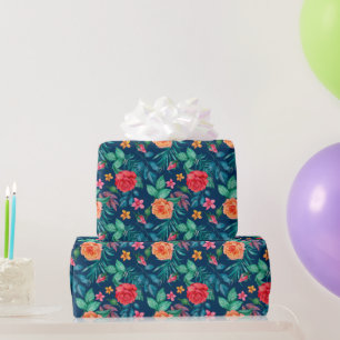 Papier Cadeau Papier Mariage Rose rouge et orange