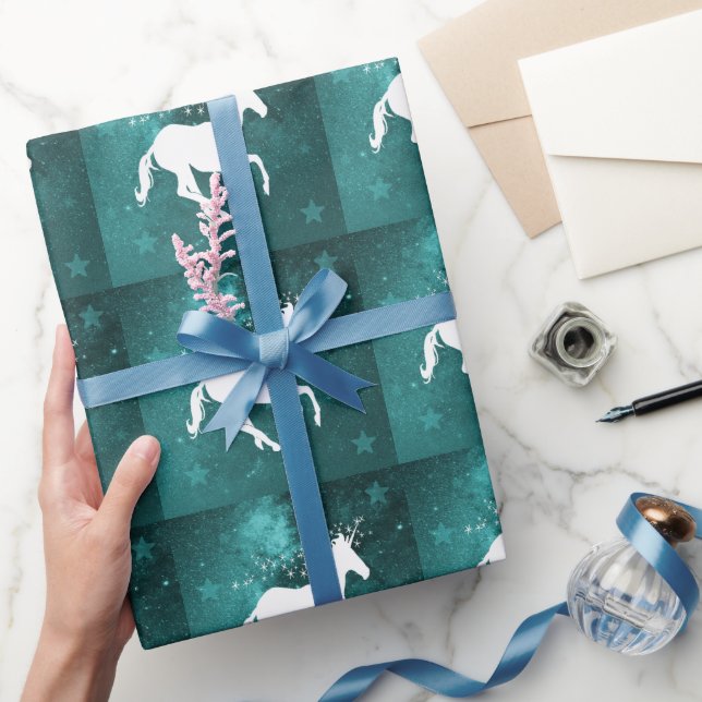 Papier Cadeau Papier Mariage Unicorne turquoise (Cadeaux)