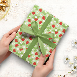Papier Cadeau Papier Motif à enveloppement de fraises florales