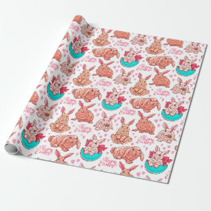 Papier Cadeau Papier Motif à enveloppement de lapins mignons