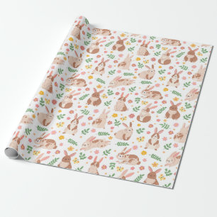 Papier Cadeau Papier Motif à enveloppement de lapins mignons