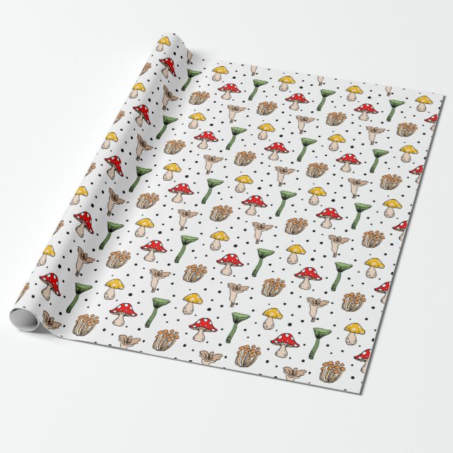 Papier Cadeau Papier Motif à enveloppement pour champignons de b (Déroulé)