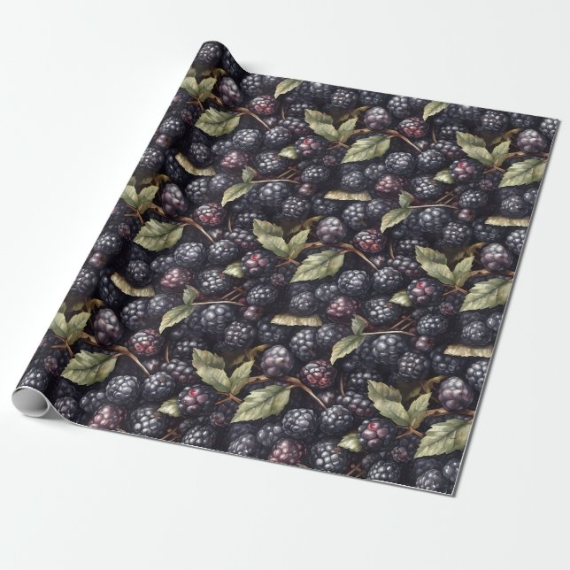 Papier Cadeau Papier Motif Blackberry (Déroulé)