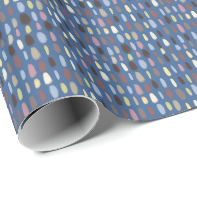 Papier Cadeau Papier Motif bleu pointillé Abstrait (Coin rond)