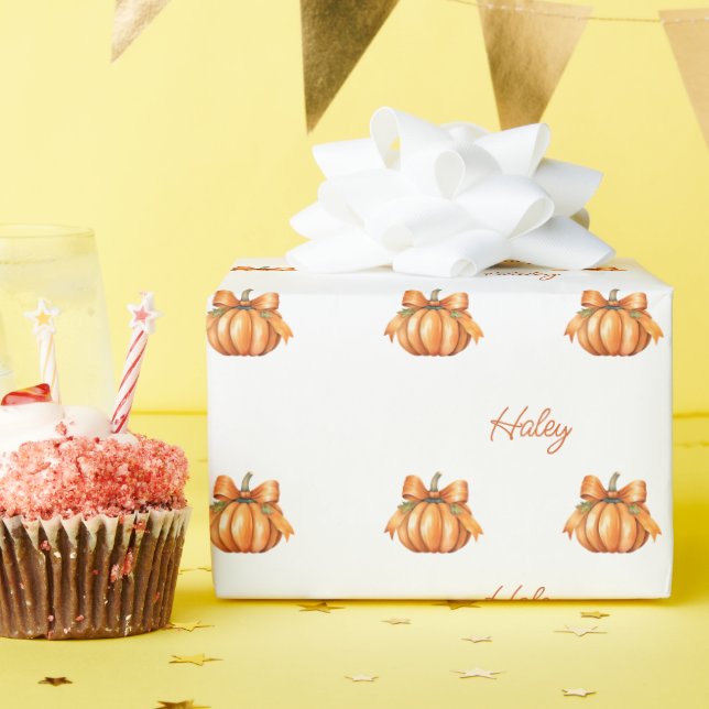 Papier Cadeau Papier Motif citrouille, Baby shower d'automne (Fête d'anniversaire)
