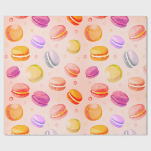 Papier Cadeau Papier motif couleur Macarons aquarelle