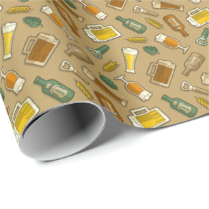 Papier Cadeau Papier Motif d'enveloppement des icônes de bière