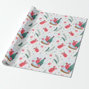 Papier Cadeau Papier Motif du Globe des neiges d'hiver