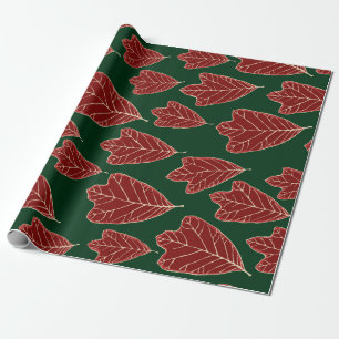 Papier Cadeau Papier Motif Feuille en chêne contemporain