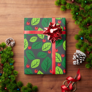 Papier Cadeau Papier Motif "Feuilles et baies"