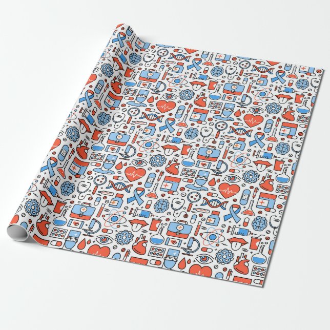 Papier Cadeau Papier Motif Médicale (Déroulé)