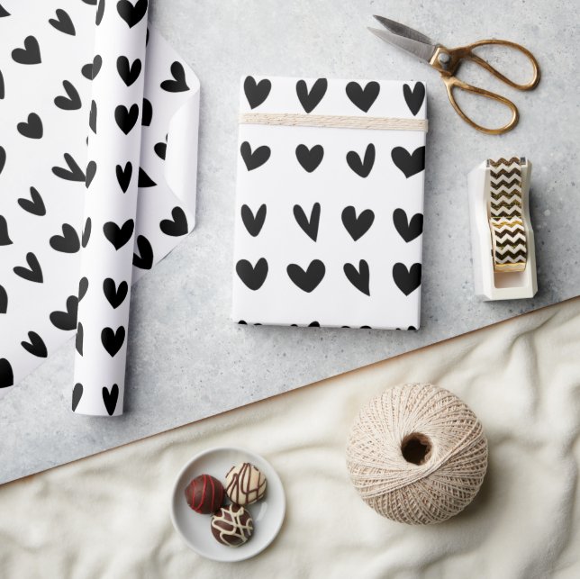 Papier Cadeau Papier Motif noir blanc (Artisanat)