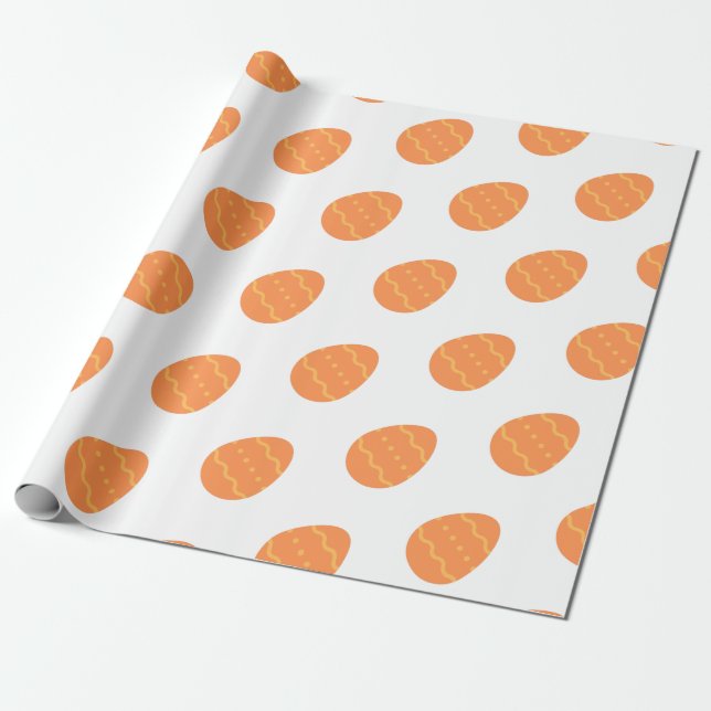 Papier Cadeau Papier Motif Orange Oeuf de Pâques (Déroulé)