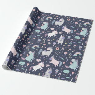 Papier Cadeau Papier Motif Unicorn