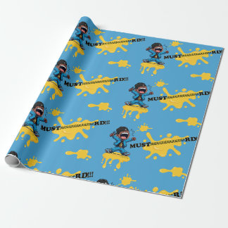 Papier Cadeau Papier moustaaaard bleu enveloppant pour toutes le