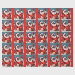 Papier Cadeau Papier noir du Père Noël enveloppant afro-américai