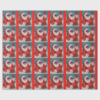 Papier Cadeau Papier noir du Père Noël enveloppant afro-américai