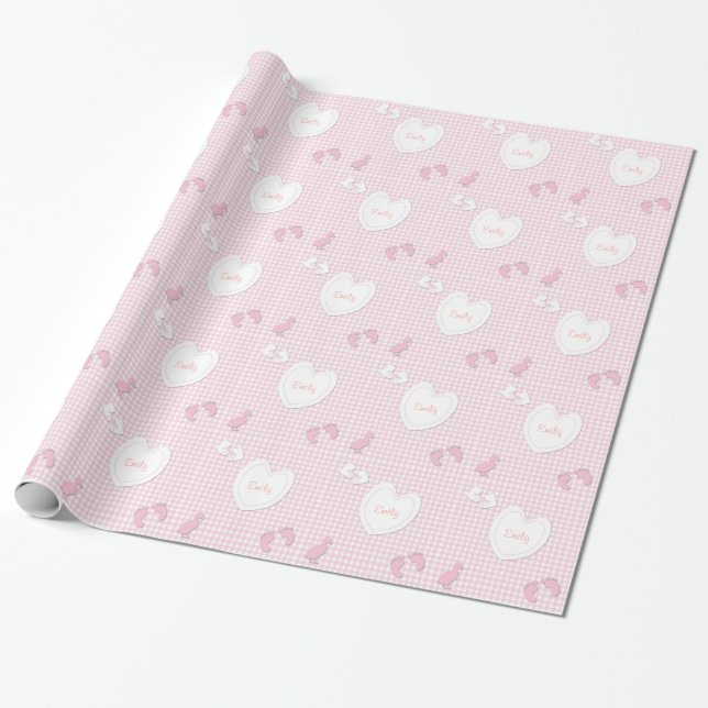 Papier Cadeau Papier nommé fait sur commande de guingan de coeur (Déroulé)