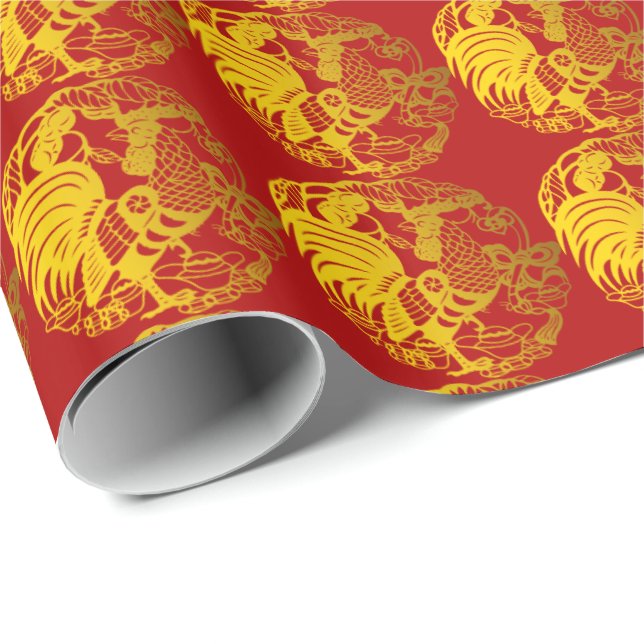 Papier Cadeau Papier papier personnalisé Zodiac 2017 Rooster Yea (Coin rond)