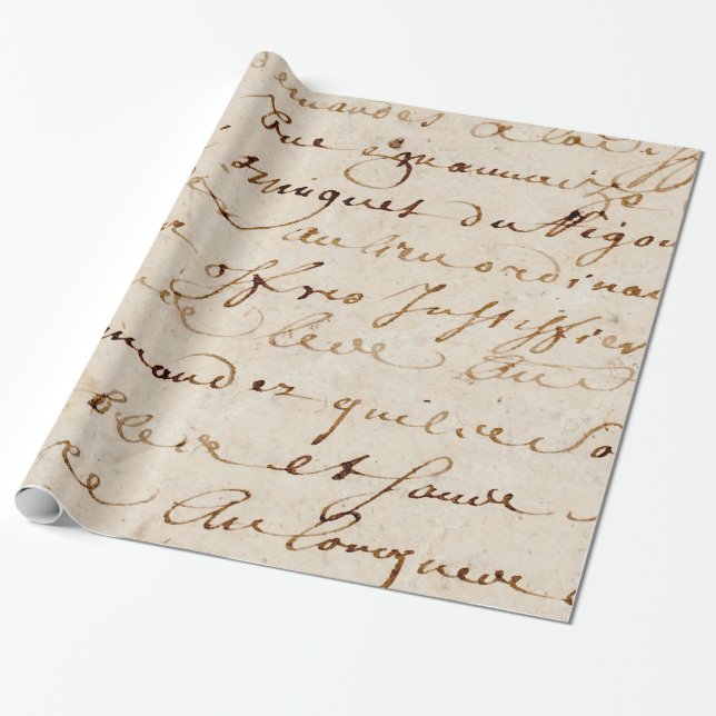 Papier Cadeau papier parcheminé grunge de manuscrit français (Déroulé)